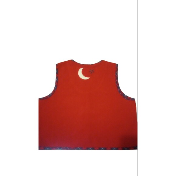 Vintage Embroidered Sweater Womens Size M Vest Christmas Plaid Button Up Fleece - Picture 3 of 11